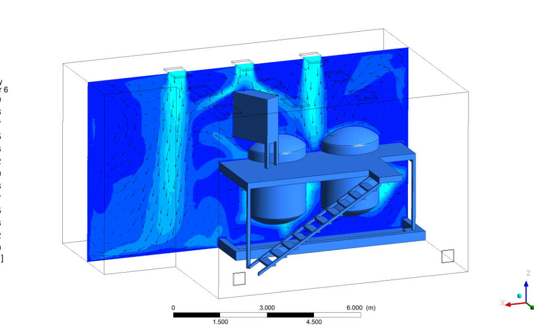 Air flow in a factory (boiler room)